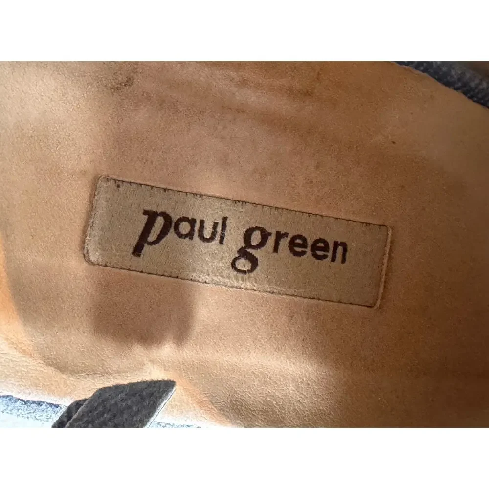 Paul Green Cayanne peep toe bootie sandals leather side zip wood 3